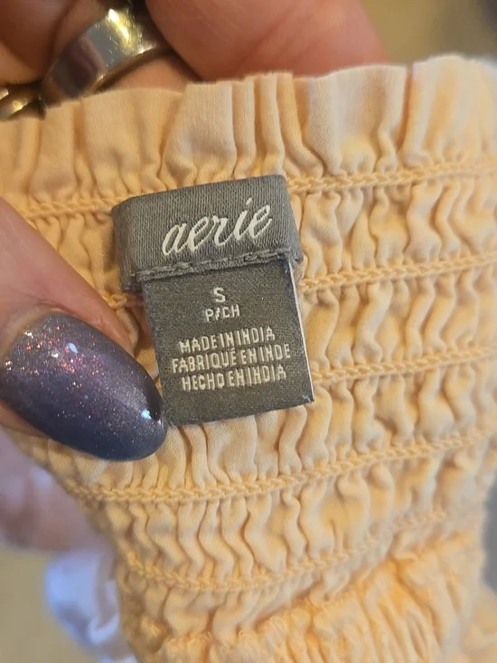 Aerie Blush Pink Eyelet Lace-Up Festival Crop Top - Picture 8 of 8